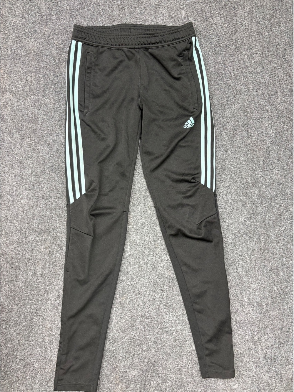 Adidas Black Athletic Track Pants with blue Stripes - Size - Picture 1 of 2